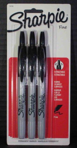 SHARPIE Fine Point Permanent Marker Black Retractable 3 Pack Sharpies Markers