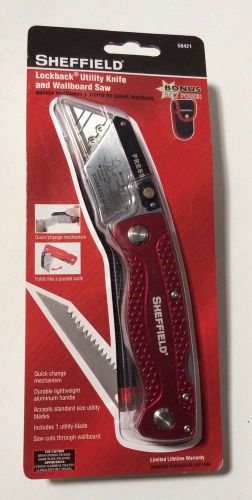 Sheffield Twin Folding Blade Box Utility Knife with Belt Pouch, Red Knife (NEW)