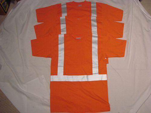 Pre-owned Lot of three orange Bayside high visibility t-shirts men&#039;s size medium