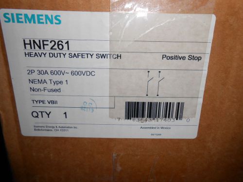 SIEMENS HNF261 DISCONNECT 30 AMP 600 VOLT SAFETY SWITCH