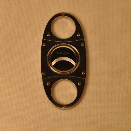 Budd Leather Stainless Steel Cigar Cutter with Gold Screws