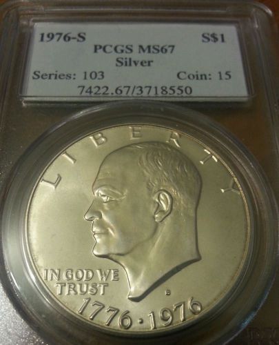 1976s PCGS MS67 Eisenhower 40% Silver Dollar - 1976 S PCGS Ike $ MS 67