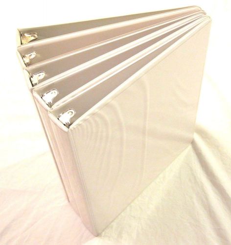 5 White BT Masterbrand 1&#034; inch Clear View 3 Round Ring Binder LOT. 4 NEW 1 Used