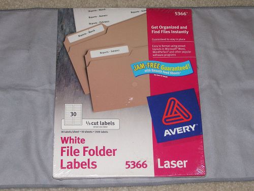 Avery White File Folder Labels (5366) 30 labels/50 sheets 1500 total 1/3 cut