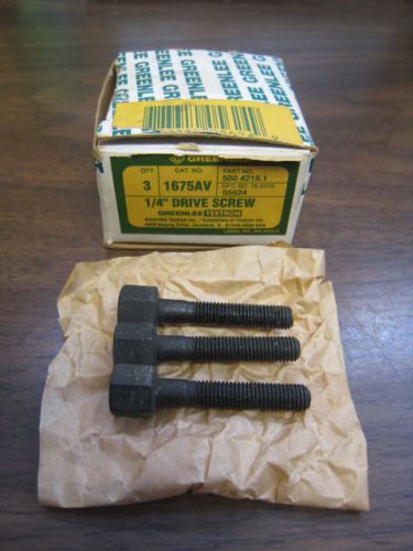 3 New Greenlee 1675AV 1/4&#034; Drive Screw for Round Radio Chassis Knockout Punch