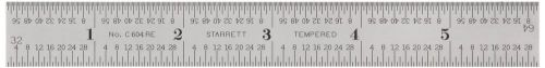 Starrett C604RE-6 Spring Tempered Steel Rule With Inch Graduations, 6&#034; Length,
