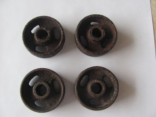 Vintage lot of 4 antique cast iron/metal industrial wheels/pully 2  inch for sale