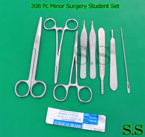 208 PC MINOR SURGERY STUDENT KIT VETERINARY SURGICAL DENTAL FORCEPS INSTRUMENTS