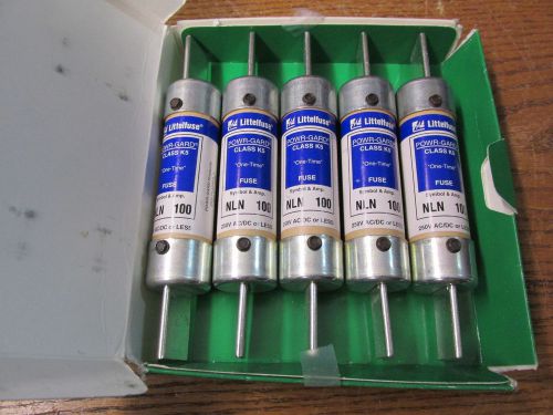 New nos lot of 5 littlefuse nln-100 fuse powr-gard class k5 250v ac/dc for sale