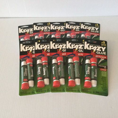 NEW LOT OF 10 PACKAGES ALL PURPOSE KRAZY GLUE PRECISION TIP 2 PACK - GLUE STICKS
