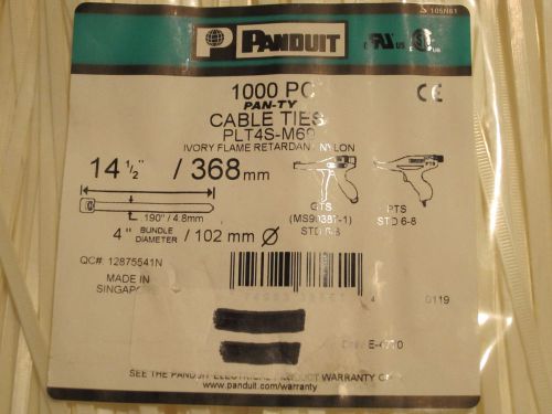 Panduit PLT4S-M69 Ivory Flame Retardent Nylon 14 1/2 inch cable ties 1000 or 500