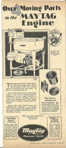 Oct.1929 Maytag Co. Newton Iowa Washer with Gasoline Engine ad