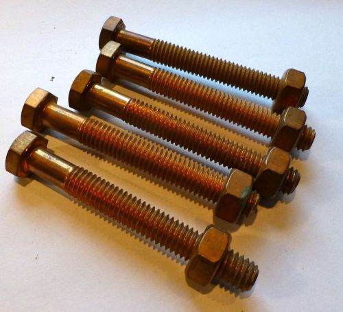 5 Marine grade silicon bronze hex bolt &amp; nut 3/8 - 16 partial thread, 3&#034; long
