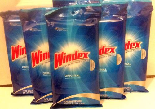 (Lot of 6)Windex Glass Cleaner Wipes, 28 Wipes Per Pack~Free Shipping
