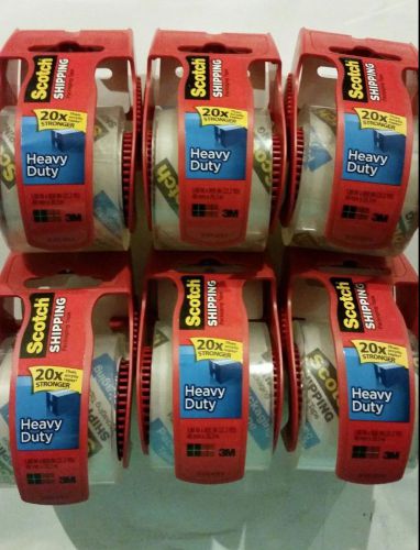 New 6 scotch shipping heavy duty plastic red tape &amp; holder 22.2 yards for sale