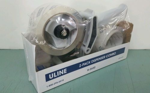 NEW Sealed Uline H-2650 2-Pack Dispenser Combo Clear Acrylic Tape Rolls &amp; Handle