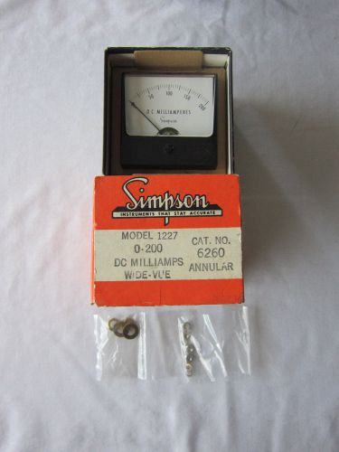 Simpson Panel Meter Model 1227 0-200 DC Amps New Old Stock