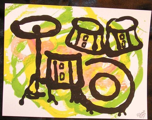 DRUMS!  Abstract  Music Painting ORIGINAL SIGNED Bar Music Cafe Art