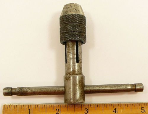 Vintage Fowler T - Handle Chuck Key 1/4 Inch Square Head Wrench Lathe
