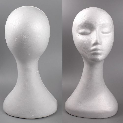 White Swan Neck Polystyrene Mannequin Head Retail Display Wig Hat Stand 50cm