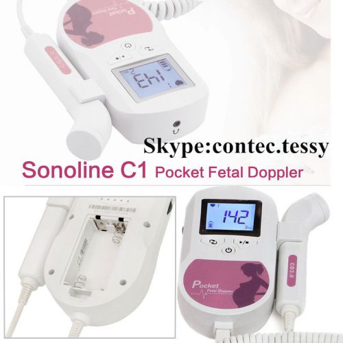 New Pink color Fetal Doppler, Baby heart monitor, Fetal monitor, 3Mhz probe+Gel