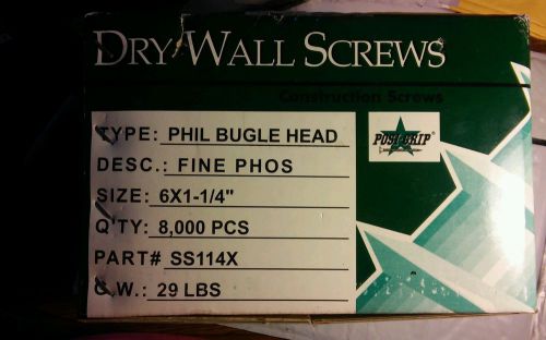 Contractor Box of Drywall Screws 6x1-1/4&#034; Fine. Quantity=8000 screws 29 lbs.