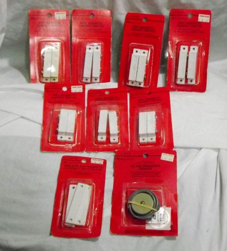 Lot of 9 alarm switches - glass breakage sensor - spacers - listed - nip for sale