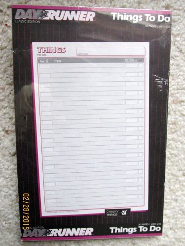 Dayrunner Classic Edition “Things to Do” 30 Page Pad Unopened, Sealed #011-232