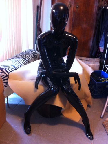 GLOSSY BLACK FEMALE MANNEQUINS - 3 available - 2 standing, 1 sitting