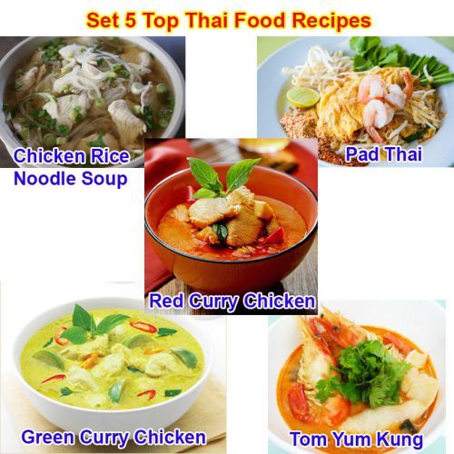 Set 5 Top Best Delicious Thai Food Recipe Asian Dishes Cooking Kitchen Email PDF