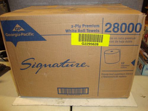 Box of 12 georgia-pacific signature 28000 white 2-ply roll towel 7.875&#034; x 350&#039; for sale