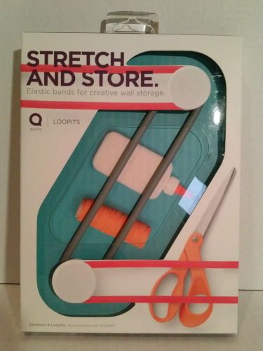 Quirky Loopits Stretch And Store Creative Wall Storage 6 Bands Teal Red Gray NEW