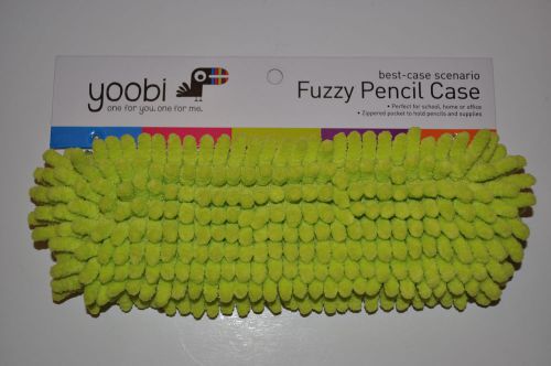 Yoobi Fuzzy Pencil Pouch Green Zippered Pocket School Home Office Free Shipping