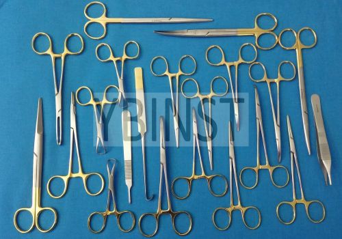 31 PCS GOLD HANDLE CANINE FELINE SURGICAL SPAY PACK WITH SCALPEL BLADES #24