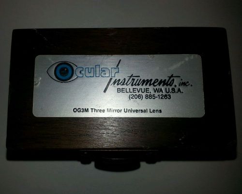 OCULAR INSTRUMENTS OG3M Three Mirror Universal Lens In Wooden Box Good Condition