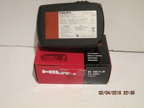 HILTI B18/1.6, 21.6 Volt 1.6ah LI-ION Battery, #4261762014-F/SHIP, NEW FULL WARR