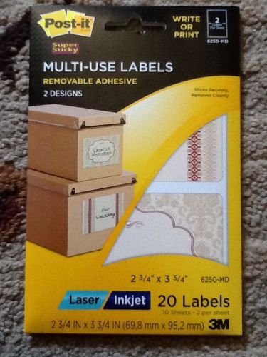 *NEW* post it multi-use Storage 20 labels removable adhesive 6250-md