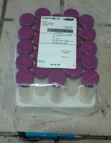 25 vwr 89004-367 prestilised 50ml graduated conical centrifuge tubes w/screw cap for sale