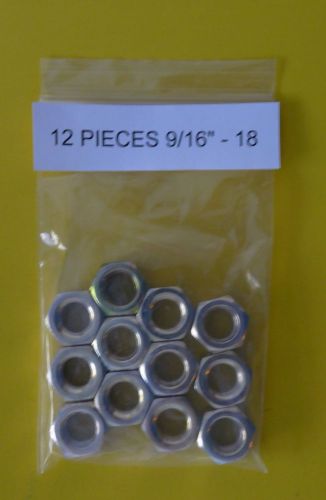 NEW HEX NUTS 9/16-18 (QTY 12) Yellow Dichromate Plated MADE IN USA