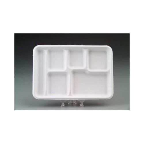 Chinet heavy-weight molded fiber cafe tray with 6 compartment for sale