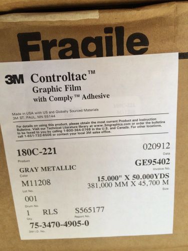 3M CONTROLTAC GRAPHIC FILM WITH COMPLY ADHESIVE - GRAY METALLIC - ****NEW****