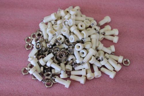 98 white  2mm female jacks with nuts, 1/4&#034;  panel mount