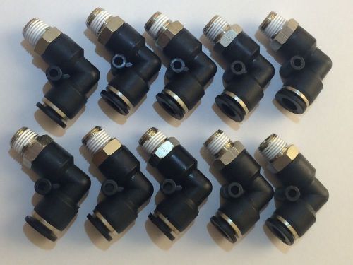 10pc Pneumatic Male Elbow Air Push In Fitting Tube OD 1/4&#034; X NPT 1/4&#039;&#039; One Touch