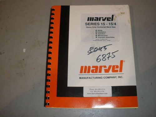 Marvel horizontal saw series 15-15/4 operation manual for sale