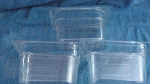 Cambro 1/9  food pan, 4&#034; deep, 3pk clear with 2 lids for sale