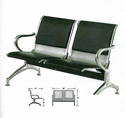 #YA3601 SALON - BARBER AIRPORT RECEPTION  WAITING ROOM BENCH 2-SEAT,ALL METAL