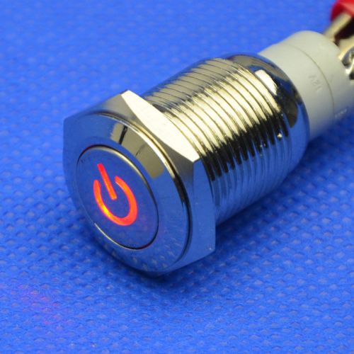 16mm red power logo led latching push button switch dc 12v angel eye car for sale