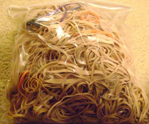 OVER 1 LB POUND OF RUBBER BANDS MIXED COLORS SIZES FROM LONG TO STANDARD USED