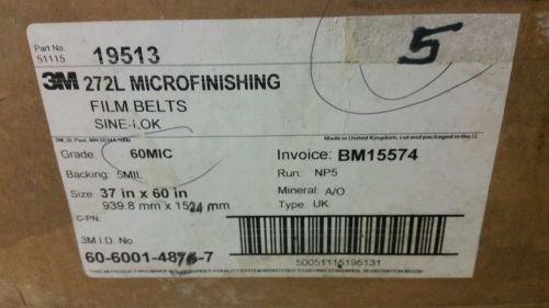3M Microfinishing 272L Film Belts 60 micron 5MIL 37&#034; x 60&#034; sanding belt Box of 5