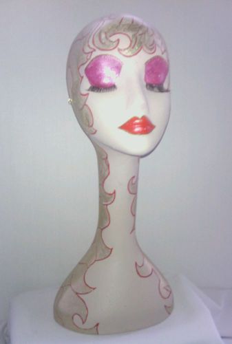 Hand Painted White Long Neck Styrofoam Women&#039;s Mannequin Head, Made to Order